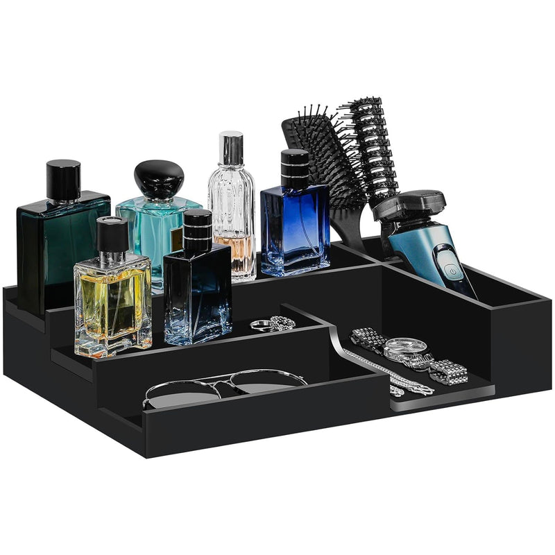 Duveesha Cologne Organizer for Men 3 Tier Cologne Stand Cologne Holder with 2 Hidden Compartment, Wooden Perfume Organizer Cologne Display Shelf, Perfume Holder, Dresser Organizer, Ideal Gift for Men