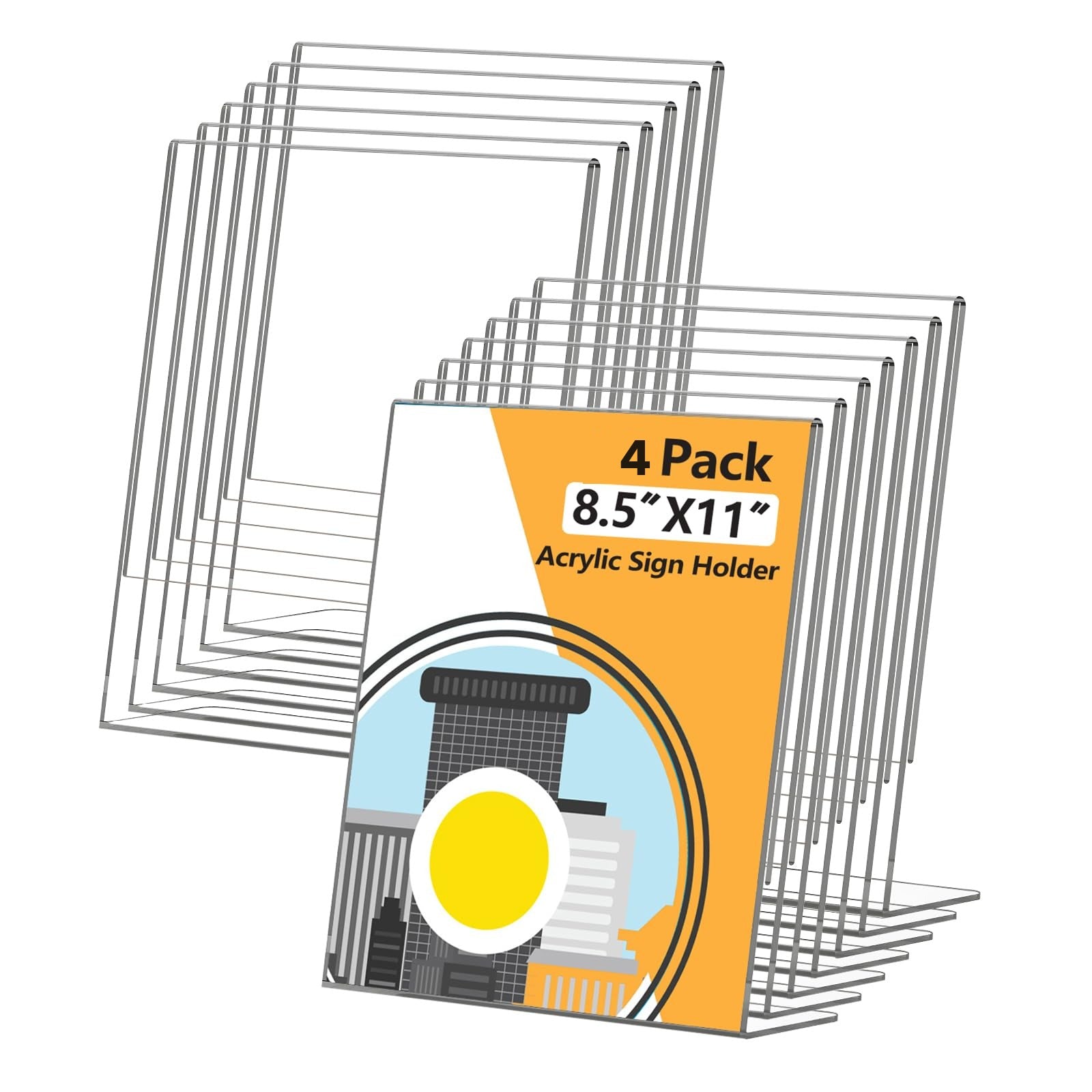 Acrylic Sign Holder, 8.5x11in, L-Shape, 13 Pk