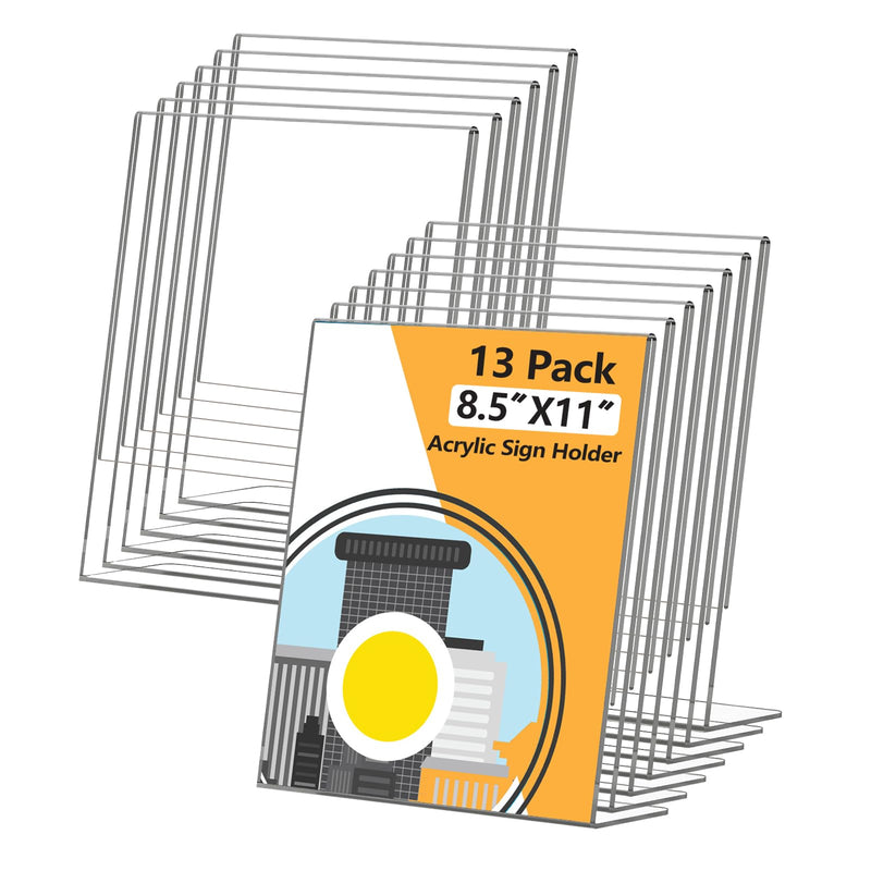 Acrylic Sign Holder, 8.5x11in, L-Shape, 13 Pk – Yosham