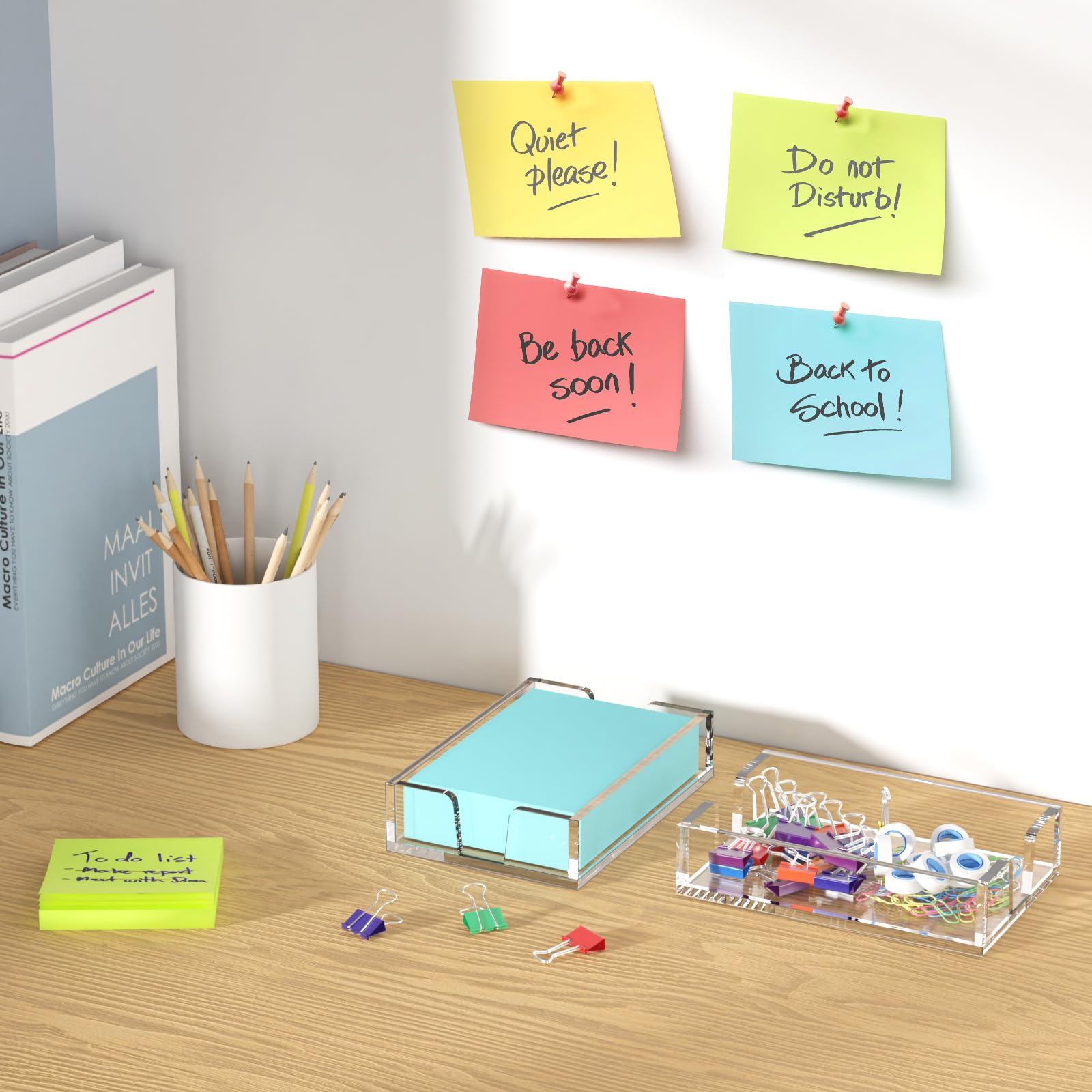 Clear Acrylic Two-Cutout Sticky Note Tray for 4×6 in Notes – view 5