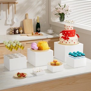White Acrylic Buffet Display Risers, 6-Pc – Yosham