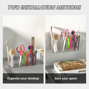 No-Drill Acrylic Wall Pen & Brush Organizer – Yosham