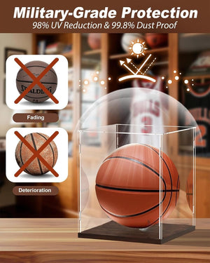 Duveesha 6" x 6" x 6" Clear Acrylic Display Case with 4mm Wooden Base – Self-Assemble Box for Collectibles, Action Figures, Toys, and Memorabilia