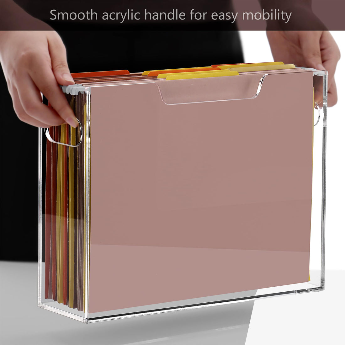 Clear Acrylic Hanging File Box with Handles, Letter Size – view 3