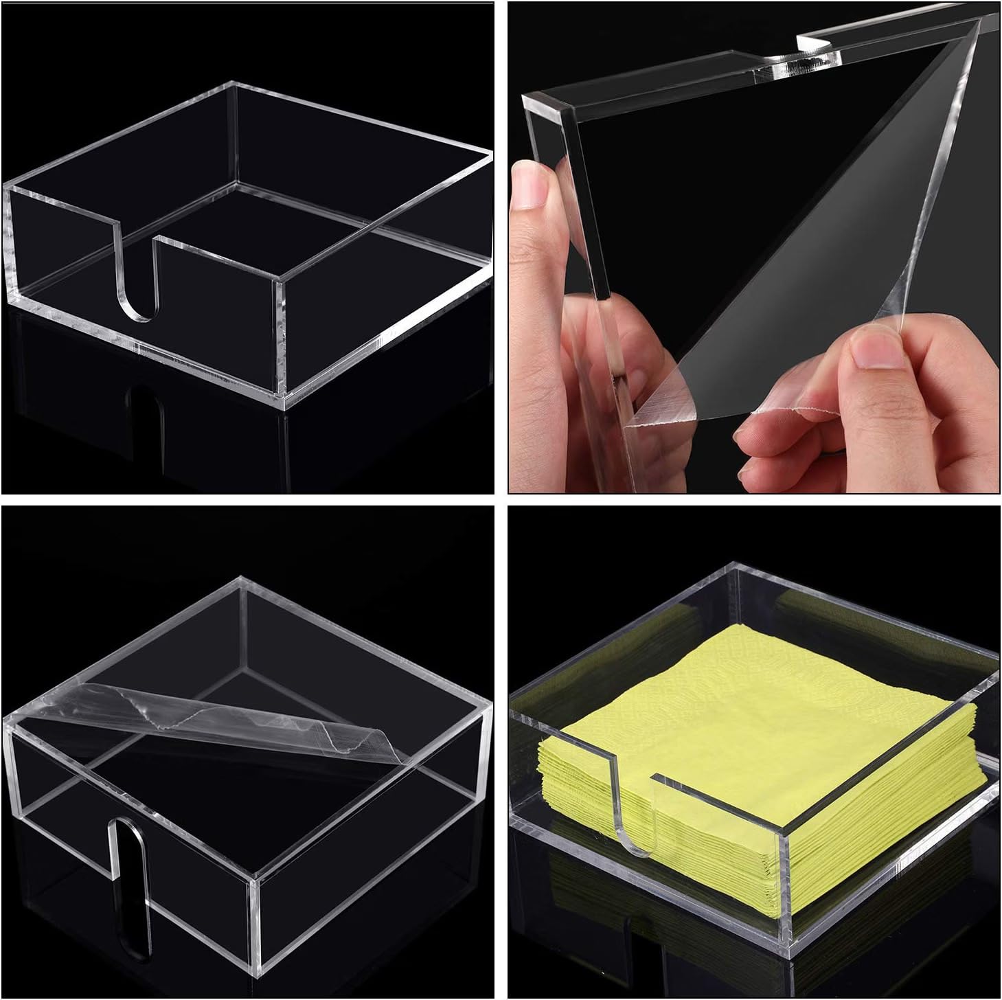 Duveesha 2 Pieces Acrylic Cocktail Napkin Holder, 5.5 x 5.5 Inch