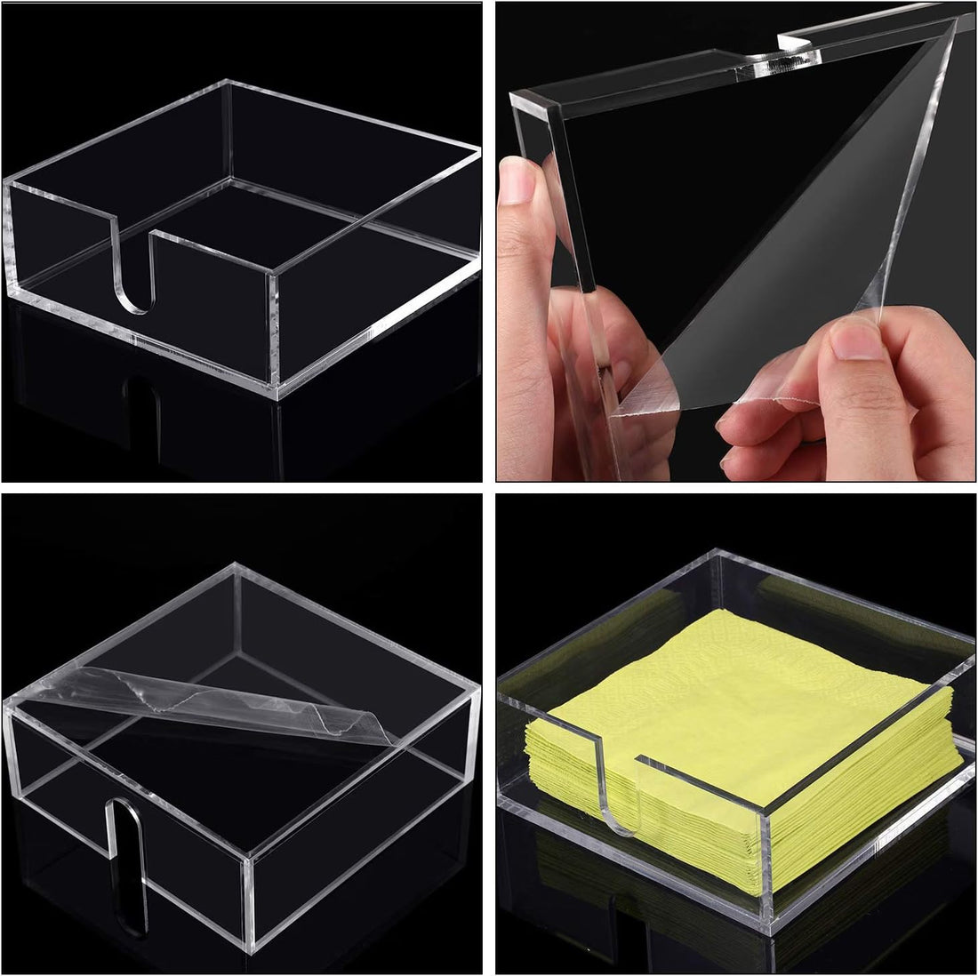 Duveesha 2 Pieces Acrylic Cocktail Napkin Holder, 5.5 x 5.5 Inch