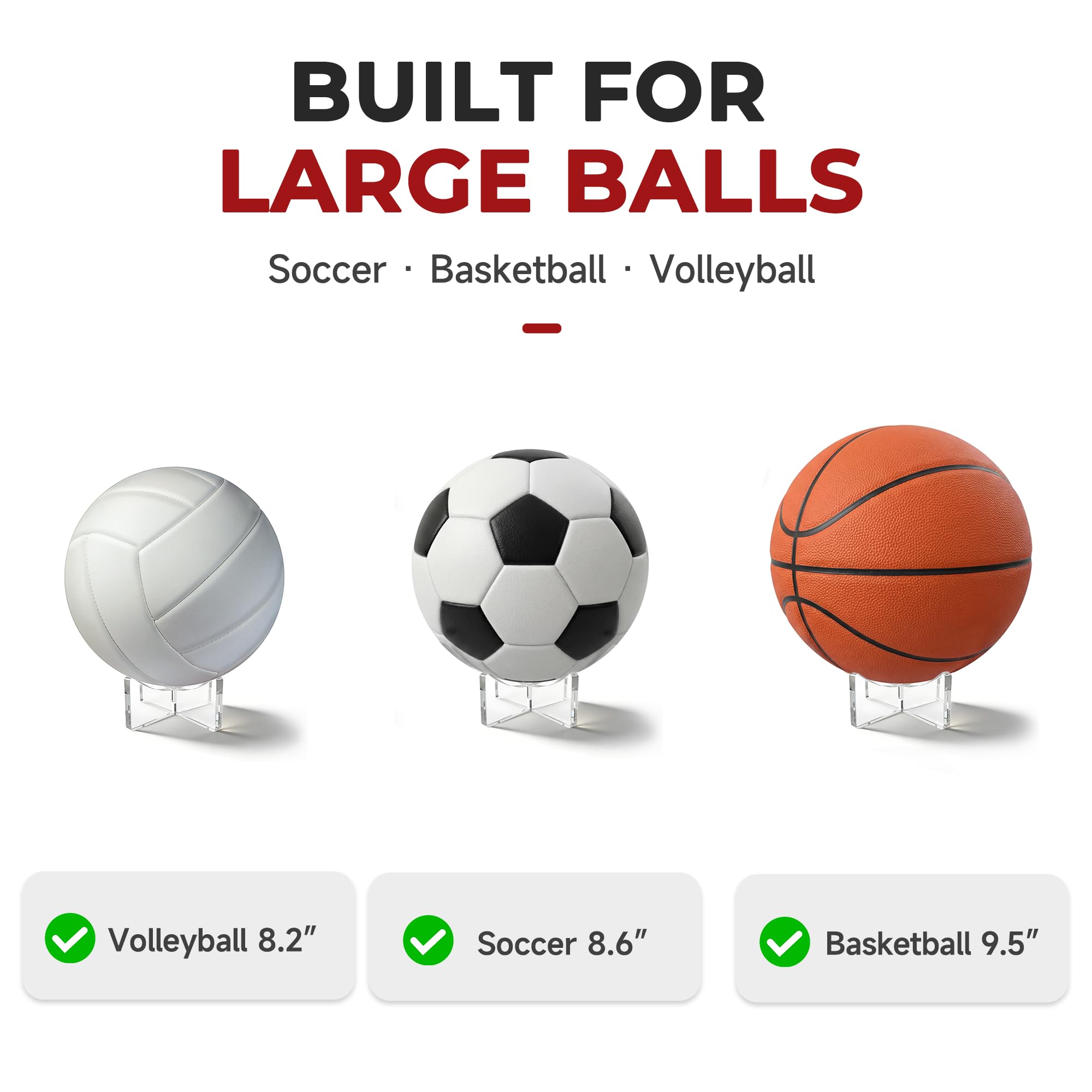 Acrylic Sports Ball Display Stands, Set of 6 — Fit Large Ball – view 2