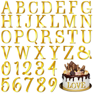 Gold Acrylic Alphabet Cake Toppers, 74-Pc – Yosham