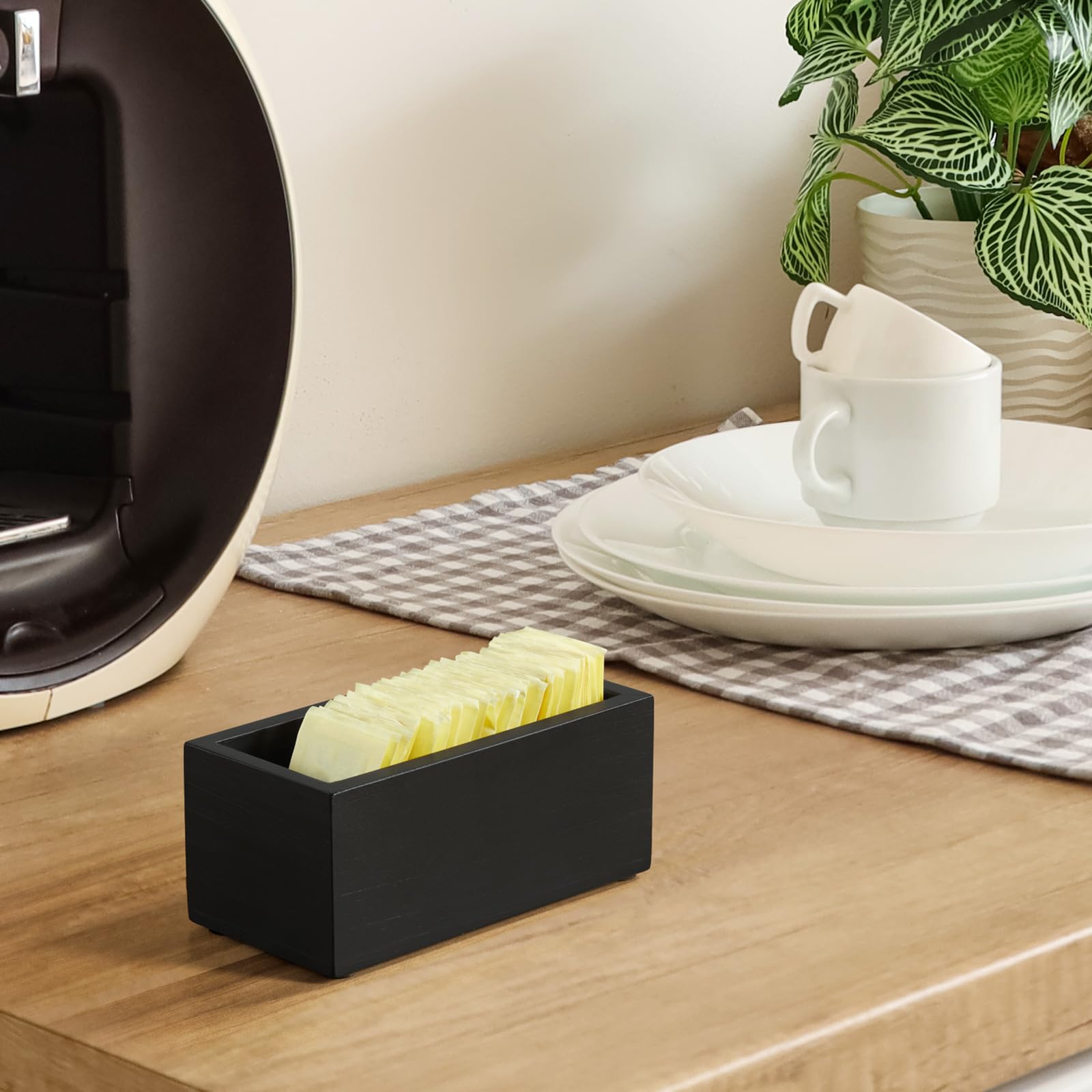 Black Wood Sugar Packet Holder for Coffee Bar – view 6
