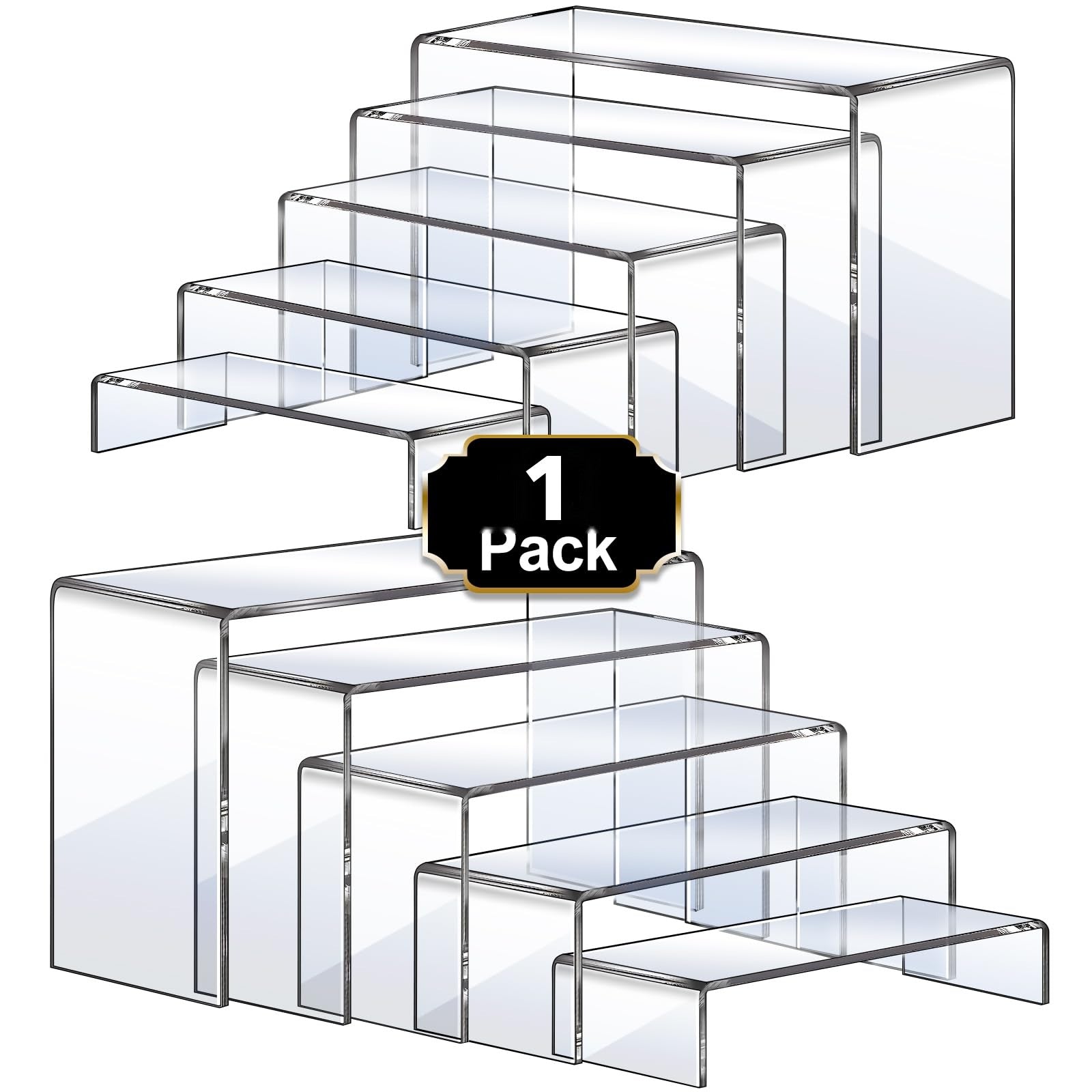 Clear Acrylic Display Riser Stairs, 5 Tiers, 2 Sets (10 Pcs) – view 2