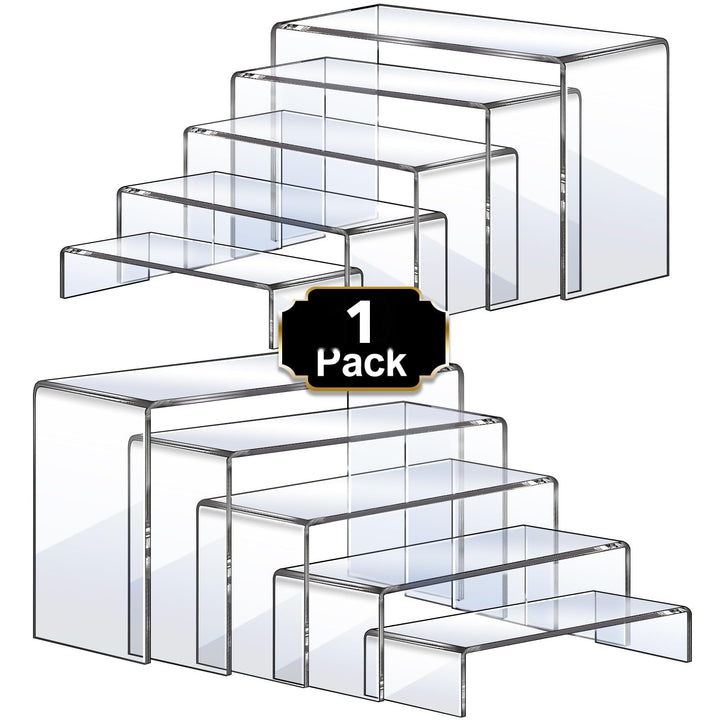 Clear Acrylic Display Riser Stairs, 5 Tiers, 2 Sets (10 Pcs) – view 2