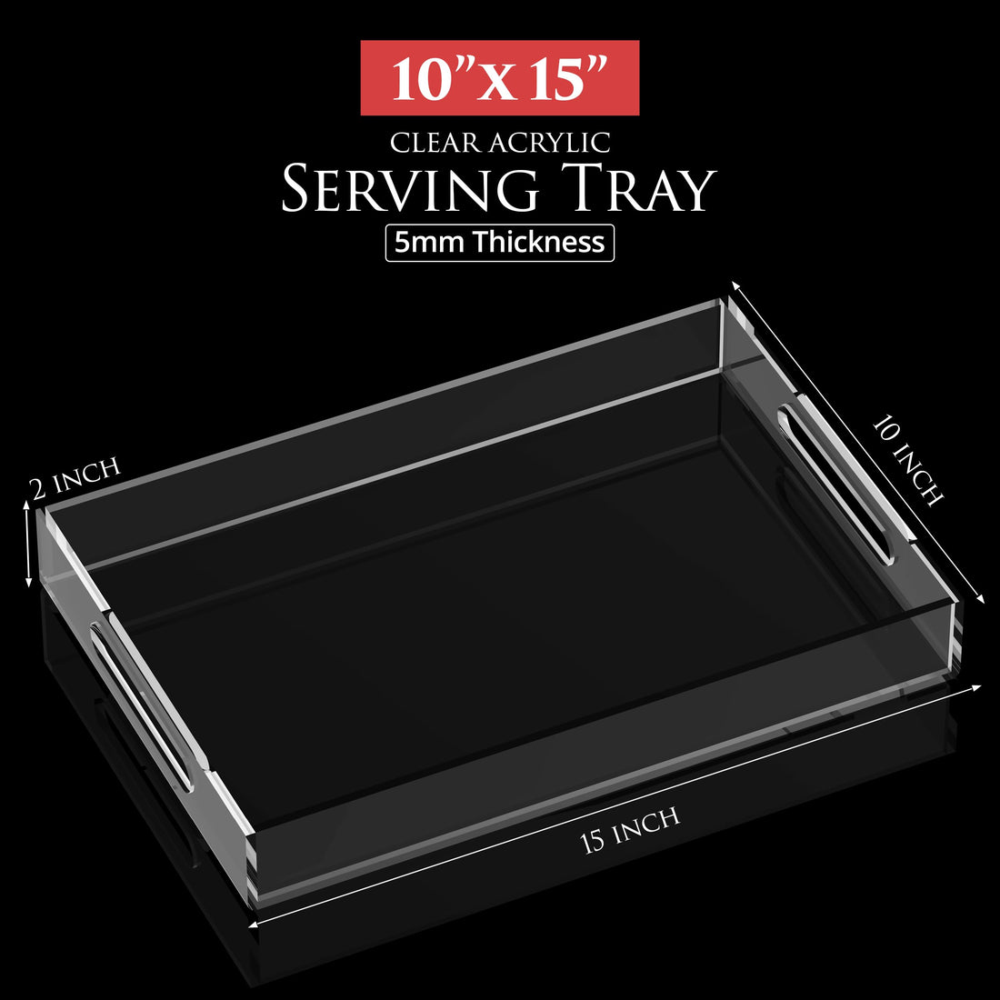 Clear Acrylic Serving Tray with Cut Handles, 15x10 – view 4