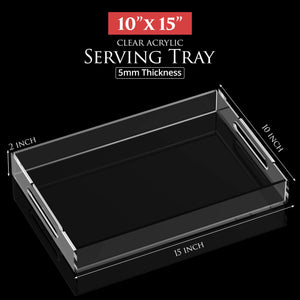 Clear Acrylic Serving Tray with Cut Handles, 15x10 – Yosham