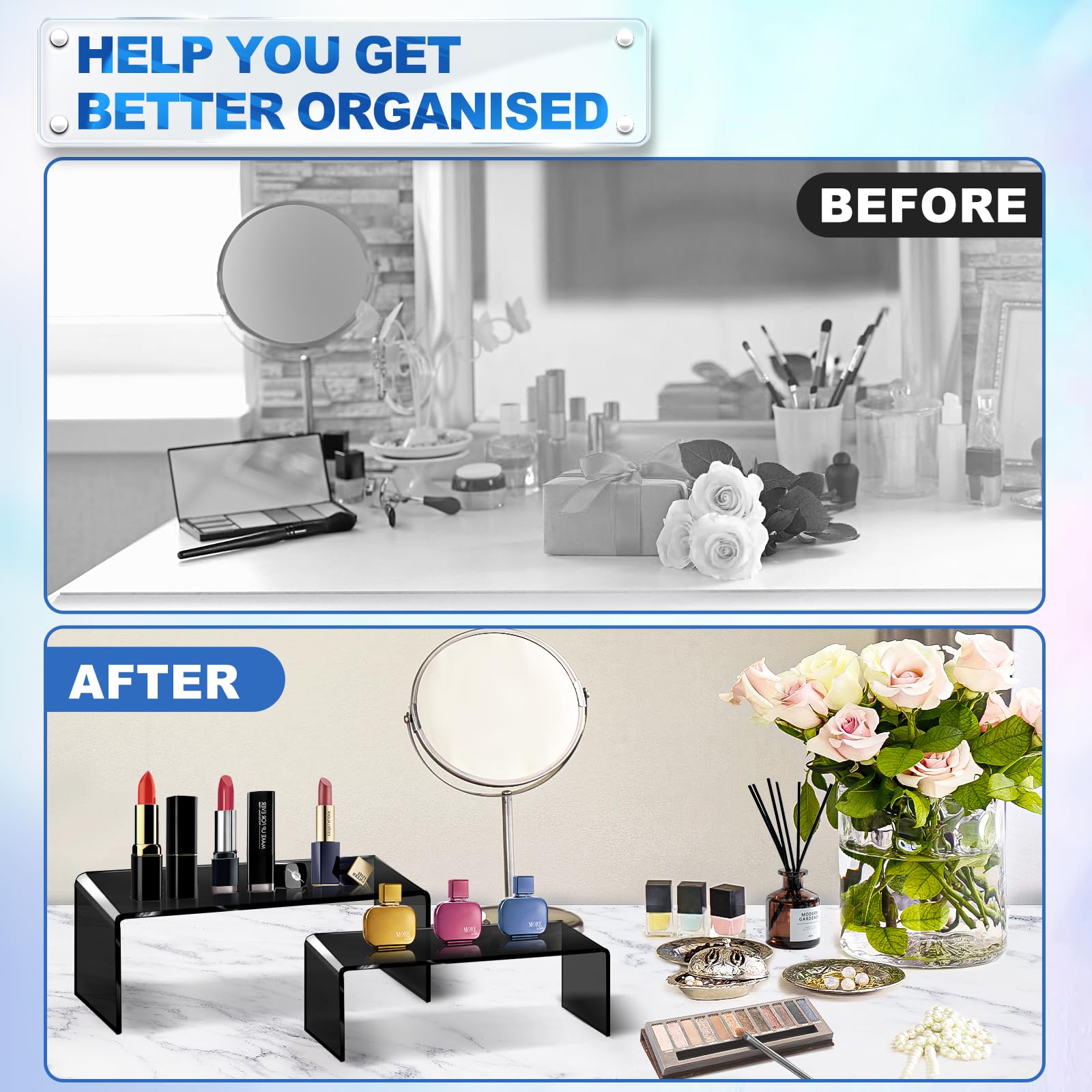Black Acrylic Display Riser Stairs, 5 Tiers, 2 Sets (10 Pcs) – view 5