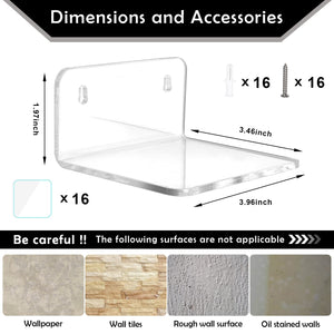 Acrylic Mini Floating Wall Shelves, 8-Pack – Yosham