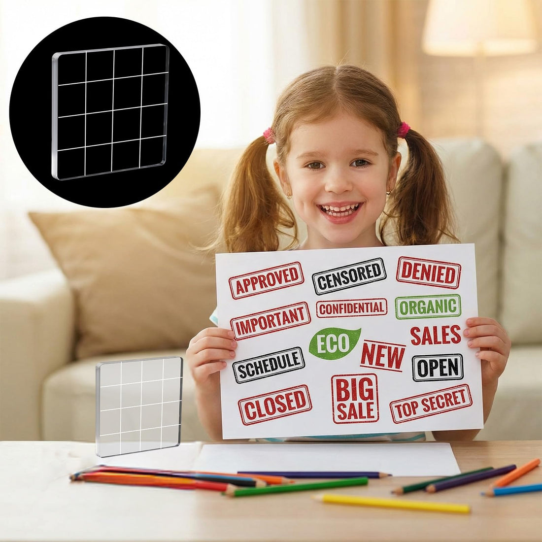 Acrylic Stamp Blocks with Grid Lines, 8-Pc Set – view 7