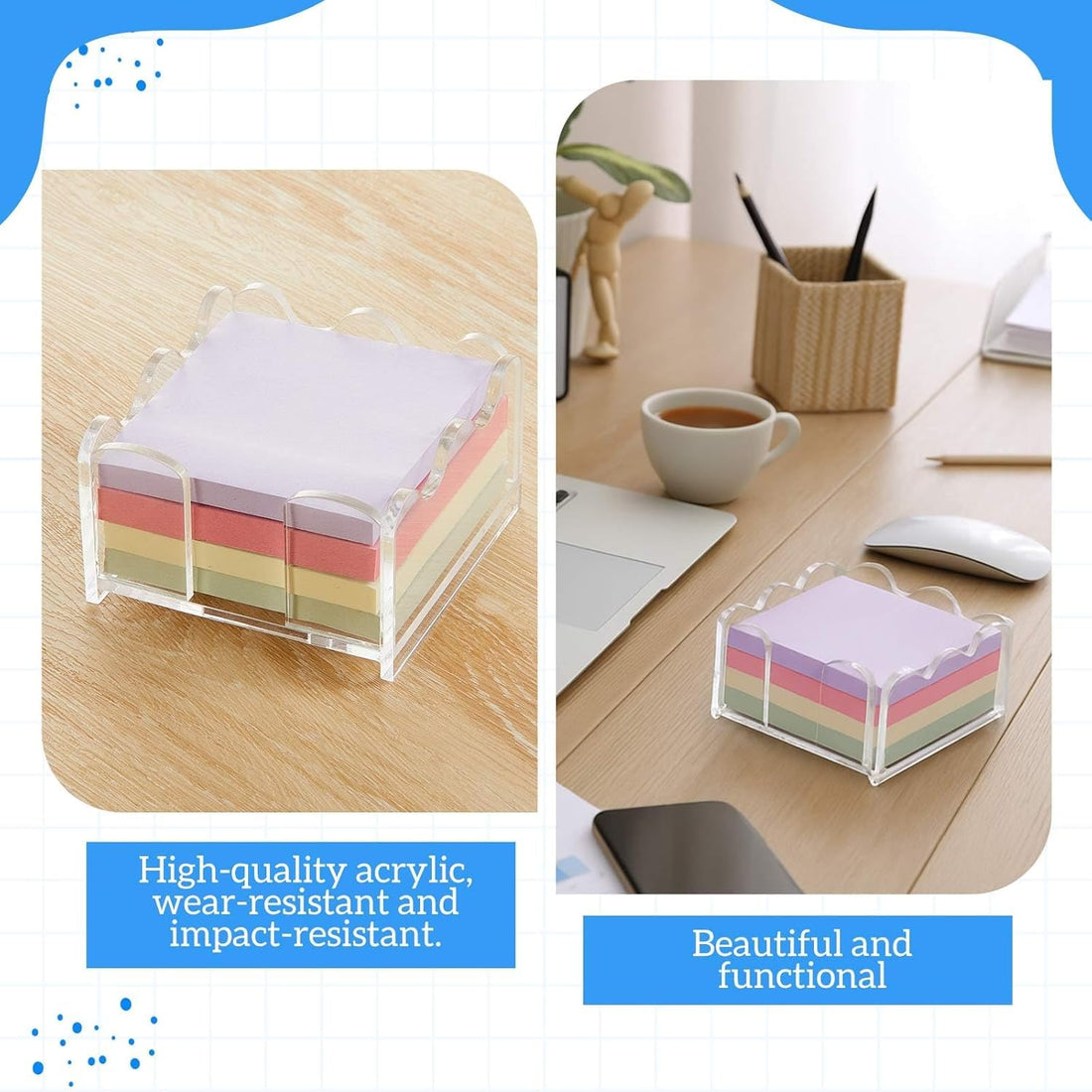Clear Acrylic Mini Wave Sticky Note Holder for 3×3 in Notes – view 4