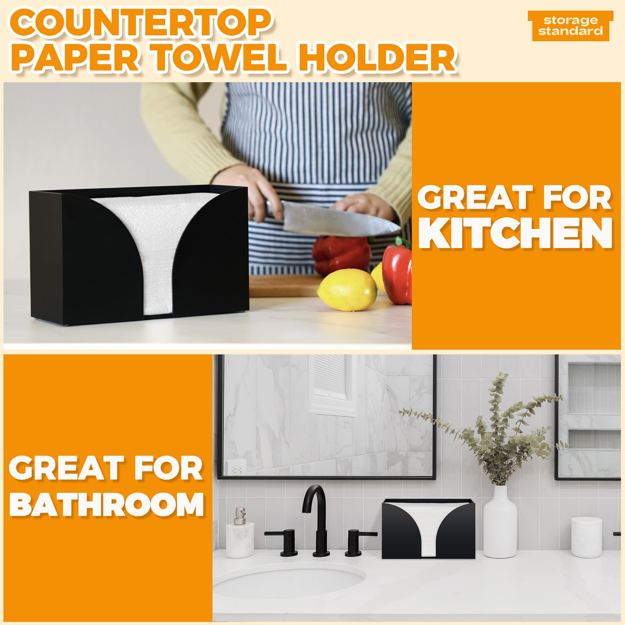 Matte Black Acrylic Countertop Paper Towel Dispenser – view 6