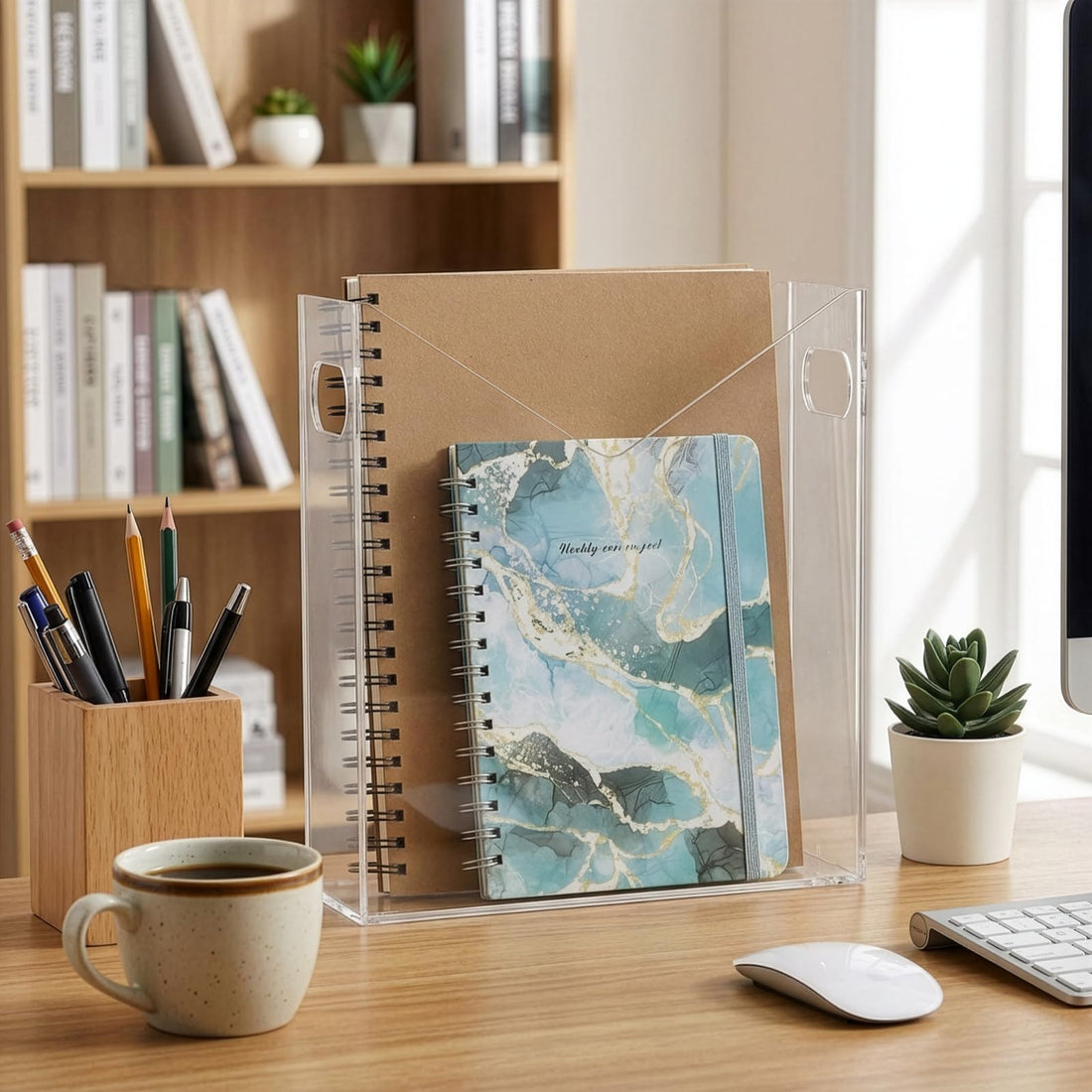 Clear Acrylic V-Front Magazine Holder with Handles – view 6