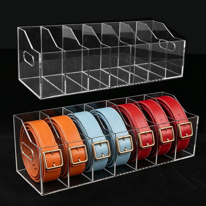 7-Compartment Acrylic Belt & Tie Organizer