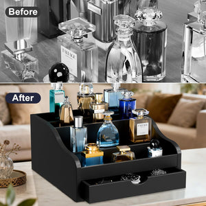 4-Tier Wooden Cologne Organizer with Drawers – Yosham