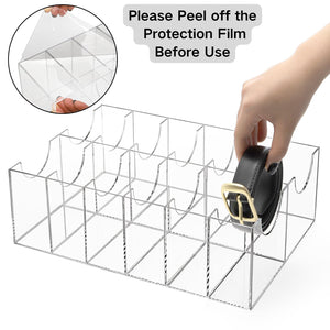 Acrylic Belt Organizer, 12 Compartments, Clear – Yosham