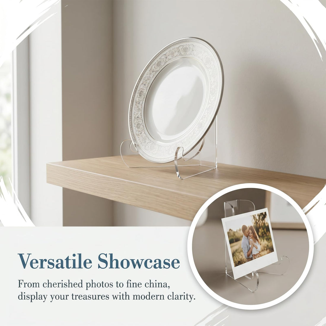 4 Pcs Plate Stands Universal Clear Acrylic Picture Stand Multifunction Display Holder for Home Office Book, Card, Crafts, Picture Frame – view 2