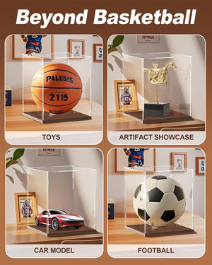 Duveesha 6" x 6" x 6" Clear Acrylic Display Case with 4mm Wooden Base – Self-Assemble Box for Collectibles, Action Figures, Toys, and Memorabilia