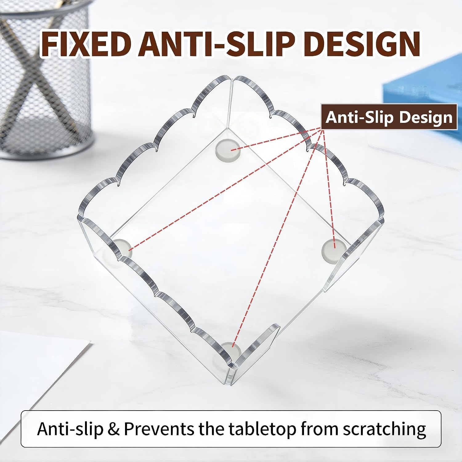 Clear Acrylic Scalloped Sticky Note Holder for 3×3 in Notes – view 6