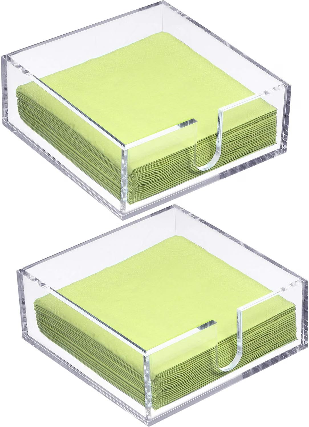 Duveesha 2 Pieces Acrylic Cocktail Napkin Holder, 5.5 x 5.5 Inch