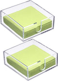 Square Clear Acrylic Cocktail Napkin Holder, 5.5 x 5.5 in, 2-Pack