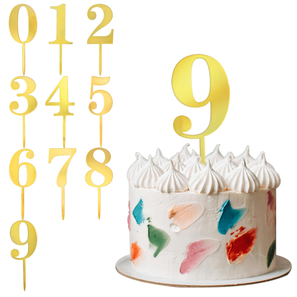 Gold Acrylic Cake Topper Numbers 0-9, 6-In Set – Yosham