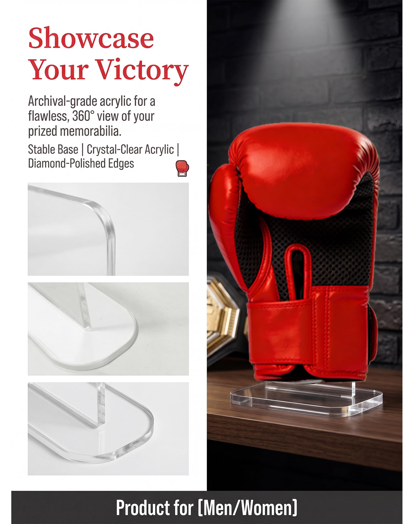 Acrylic Boxing & Baseball Glove Display Stand – view 5