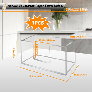 Acrylic Paper Towel Dispenser, Clear Napkin Holder for Bathroom, 1 Pack