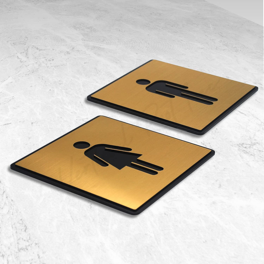 Gold Acrylic Women & Men Washroom Sign, Self-Adhesive, Set of 2 – view 7