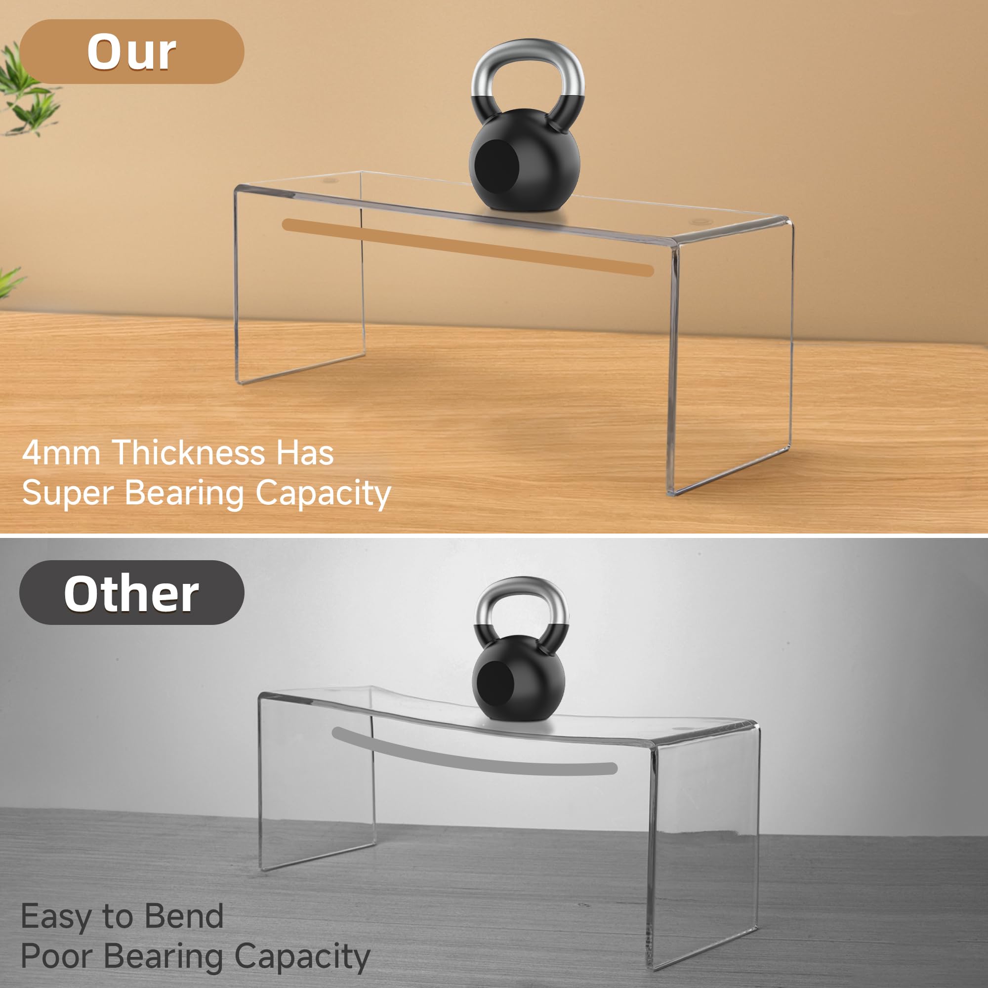 Large Clear Acrylic Display Risers, 12.4 × 4 × 4.6 in, Pack of 4 – view 5