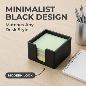 Premium Sticky Note Holder for Desk – Elegant 3x3 Inch Memo Pad Dispenser | Modern Minimalist Post-it Organizer | Durable & Compact Desktop Storage for Office, Home & Study | Matte Black Finish