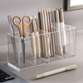 Clear Acrylic Desk Organizer, 4 Compartments, Long — PENCIL-HOLDER-D2
