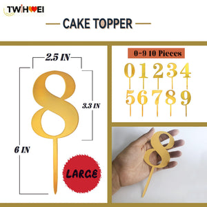 Gold Acrylic Cake Topper Numbers 0-9, 6-In Set – Yosham