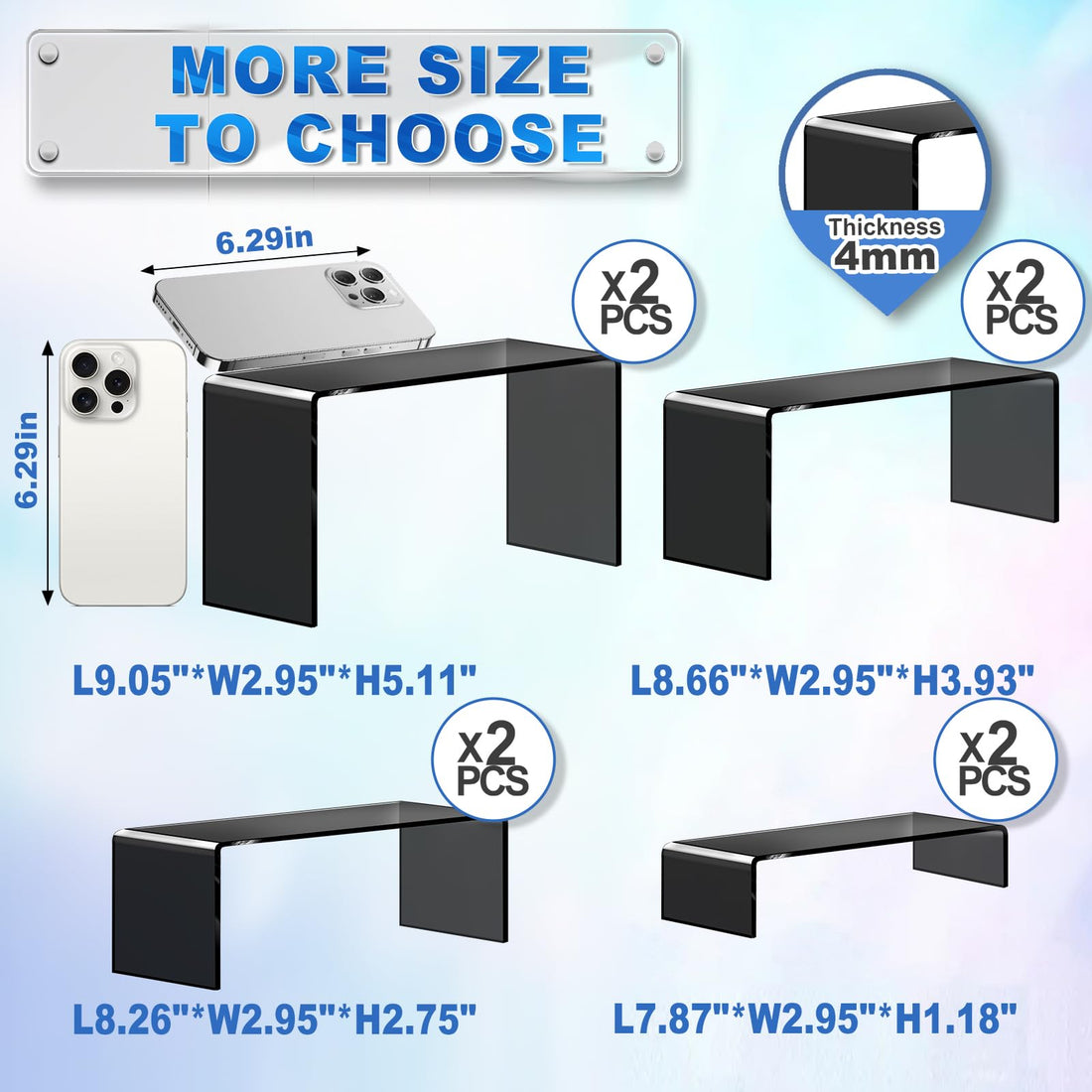Black Acrylic Display Riser Stairs, 4 Tiers, 2 Sets (8 Pcs) – view 3