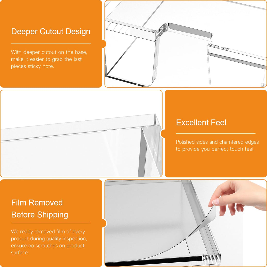 Clear Acrylic U-Cutout Sticky Note Tray for 3×3 in Notes – view 6