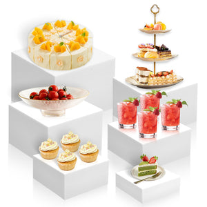 White Acrylic Buffet Risers, Nesting 6-Piece Set – Yosham