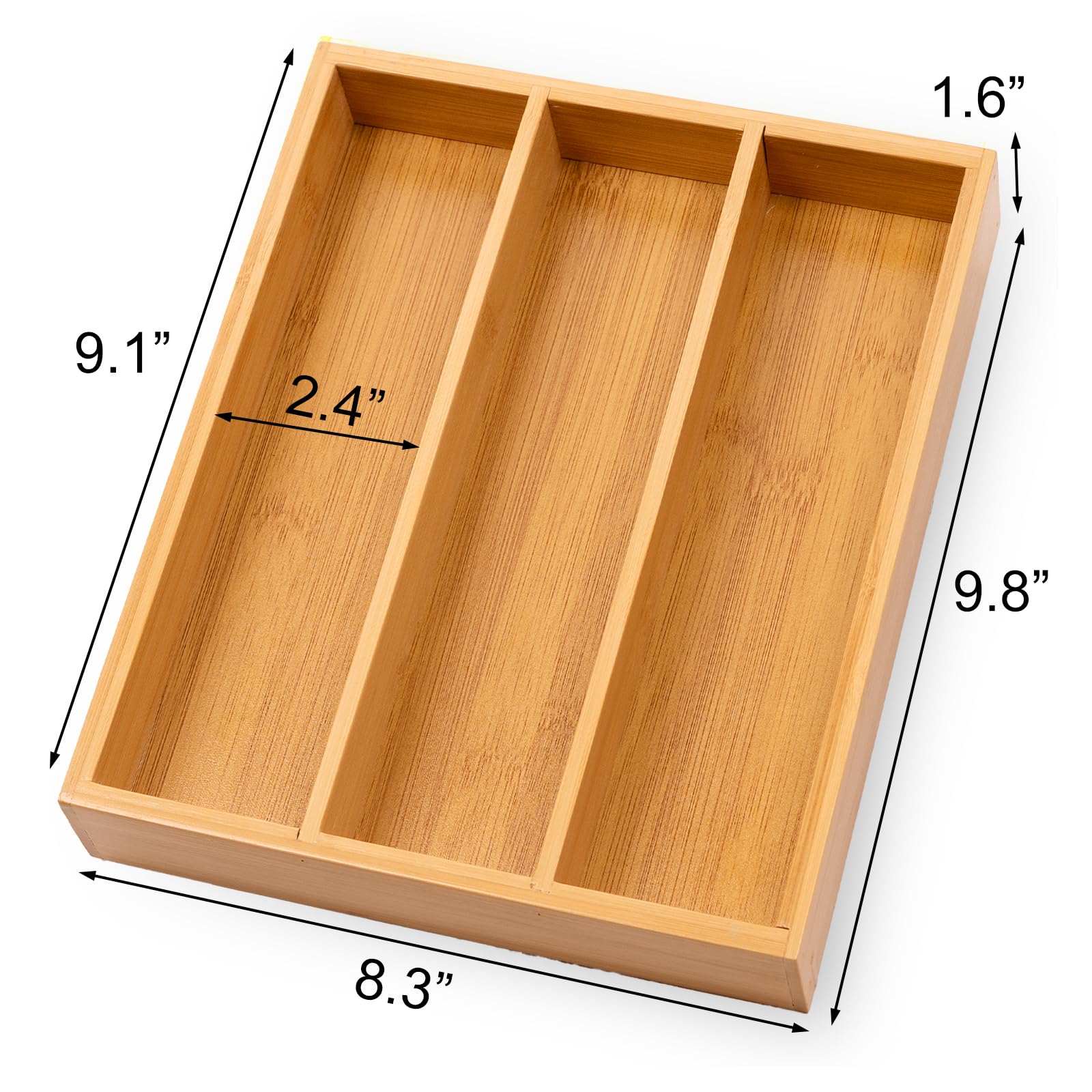 Bamboo Cutlery Drawer Organizer, 3 Slots – view 6