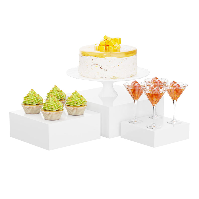 Acrylic Buffet Display Risers, 3 Sizes, White – Yosham