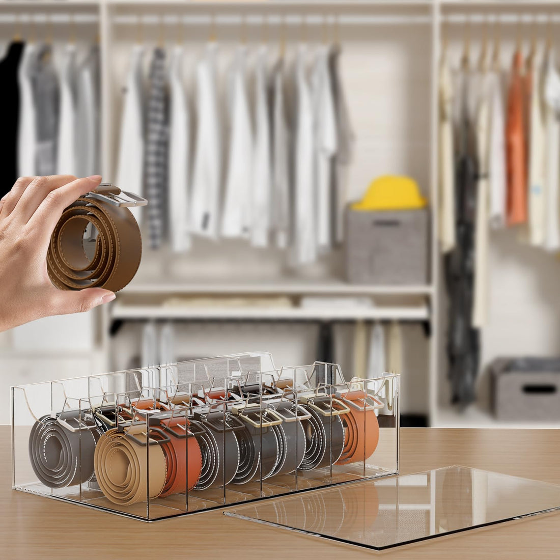 Clear Acrylic Belt Organizer, 10 Compartments — 14 Compartments – view 5