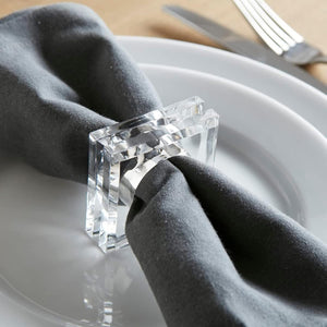 Duveesha Acrylic Set of 6 Napkin Ring Holder for Table wash Basin Kitchen Dining Table Home Wedding Dinner Party 2X2 Inch (12, Square Shape)