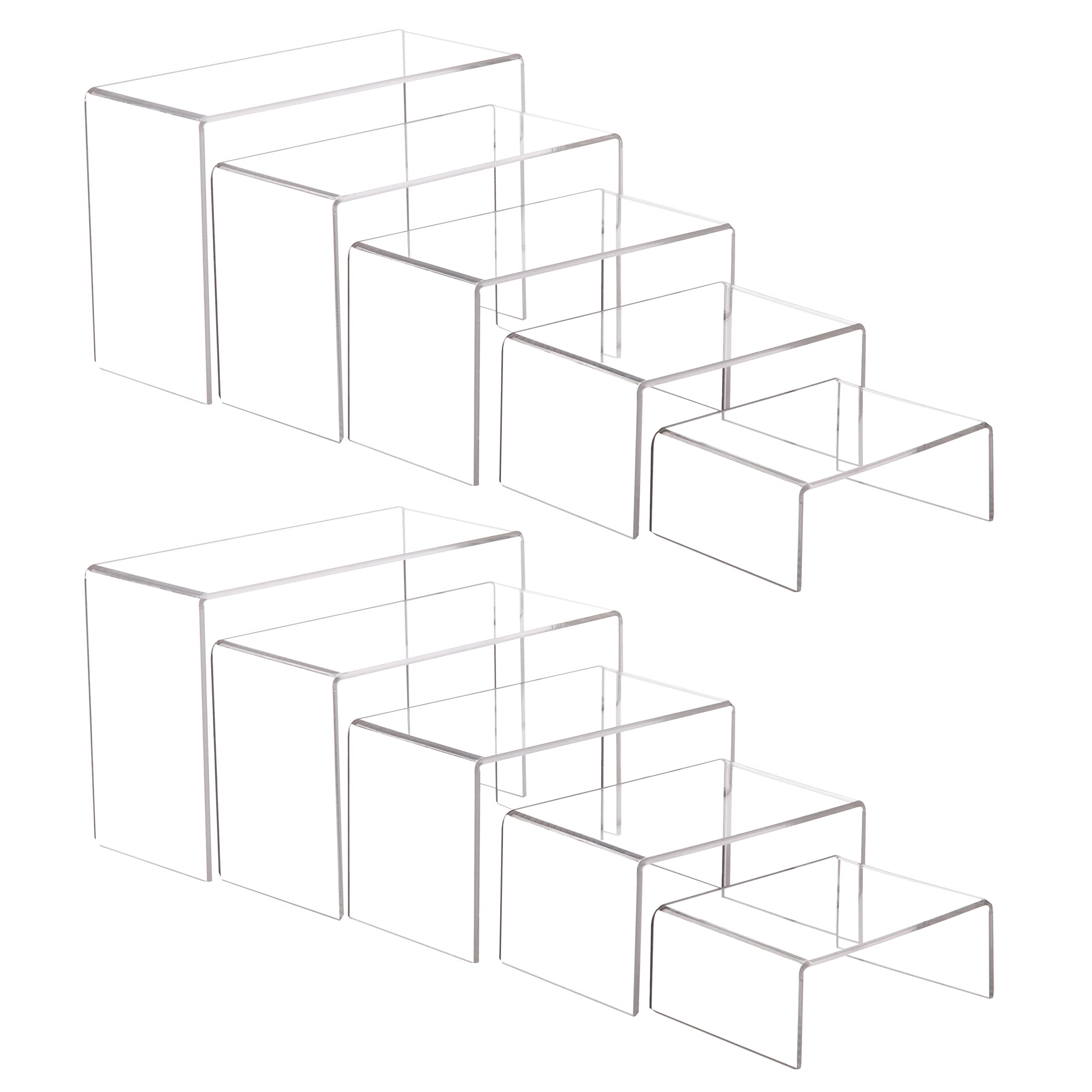 Clear Acrylic Display Riser Stairs, 5 Sizes, 2 Sets (10 Pcs) – view 2