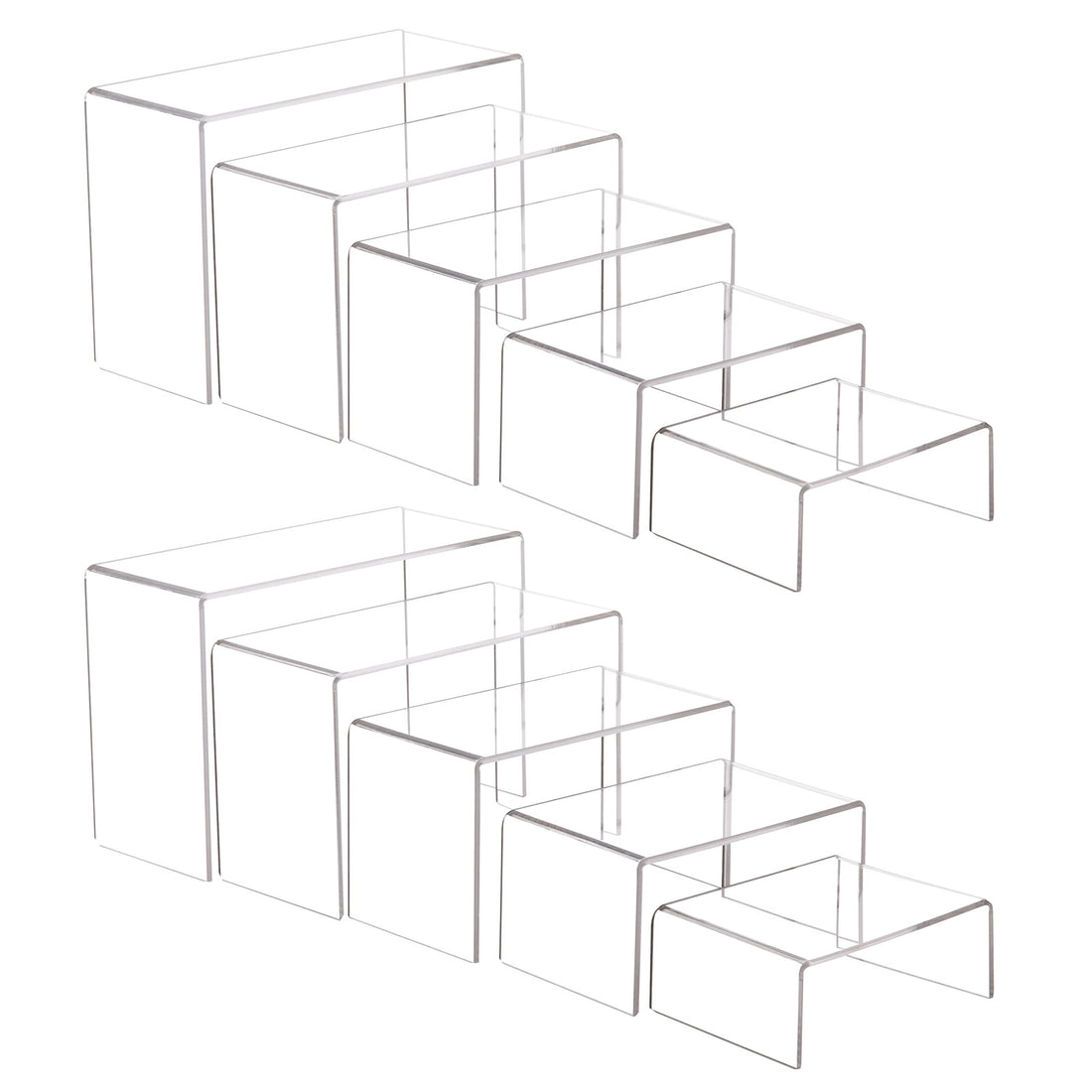 Clear Acrylic Display Riser Stairs, 5 Sizes, 2 Sets (10 Pcs) – view 2