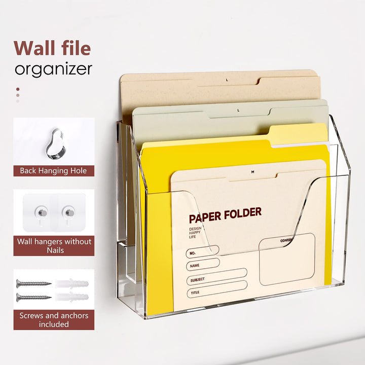Clear Acrylic Wall-Mount File & Mail Organizer, 3 Tier – view 2