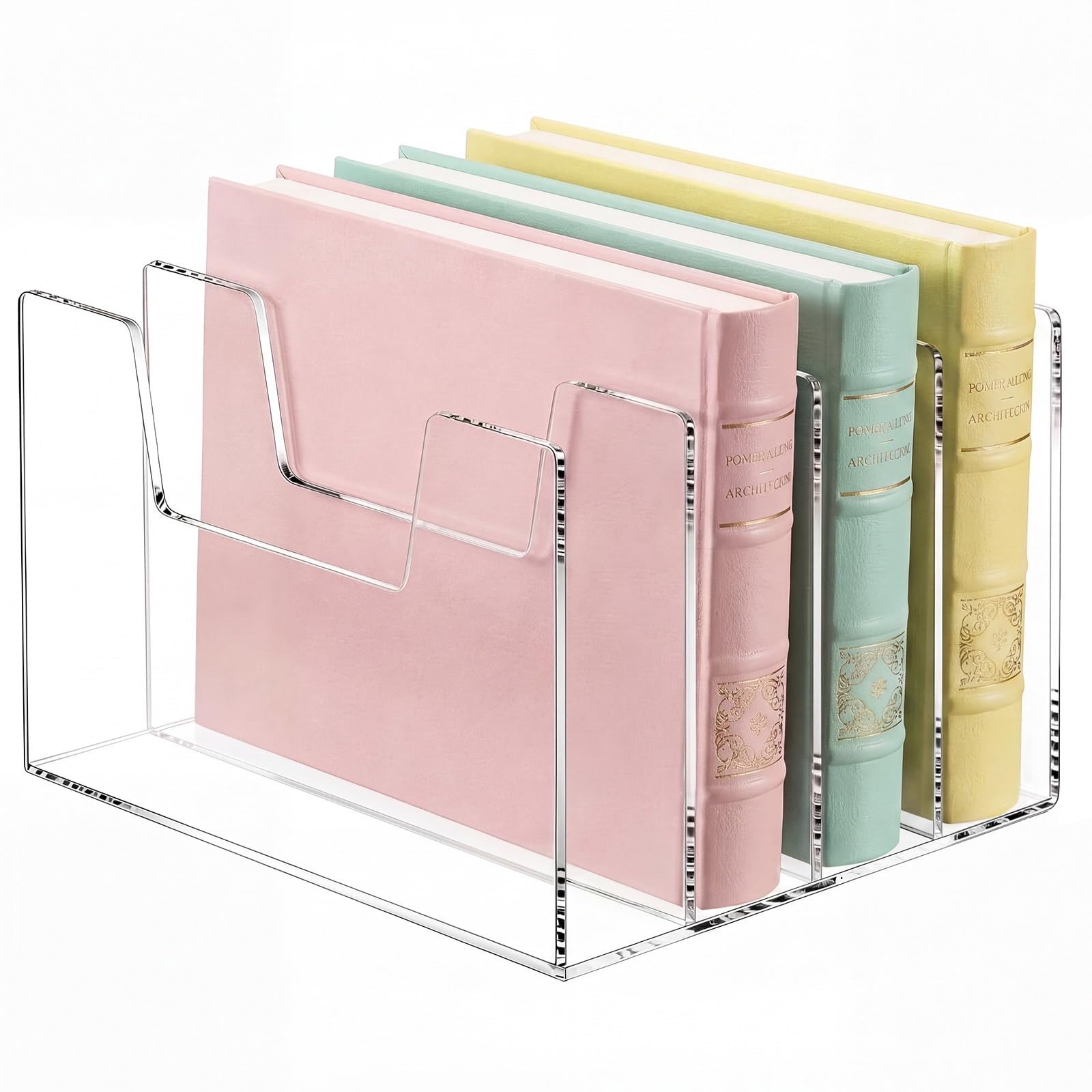 Clear Acrylic Desktop File Sorter, 4 Sections
